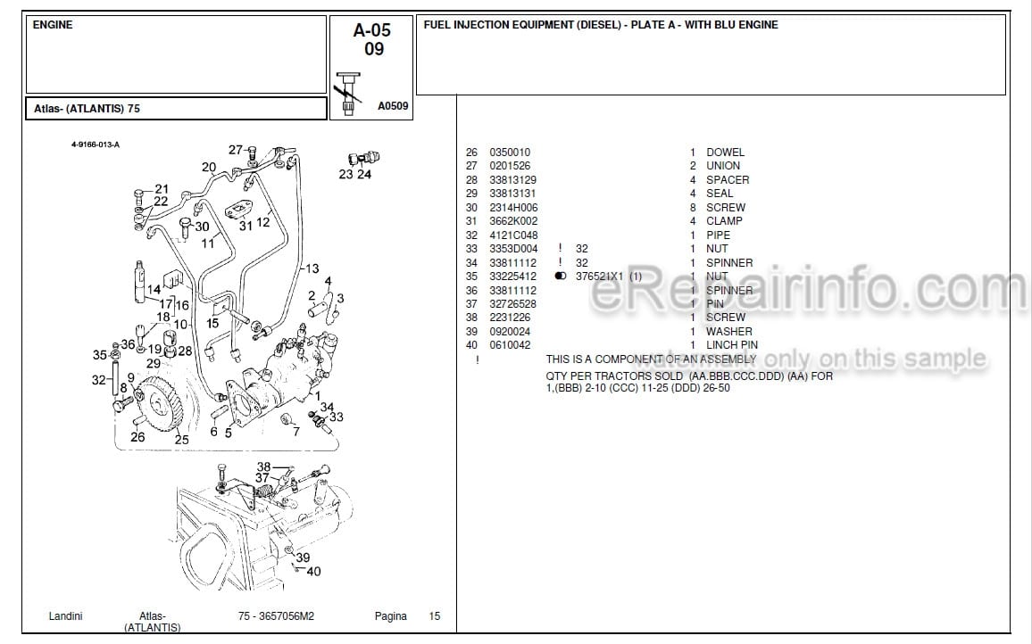 Photo 4 - Landini Atlas Atlantis 75 Parts Catalog Tractor 3657065M2