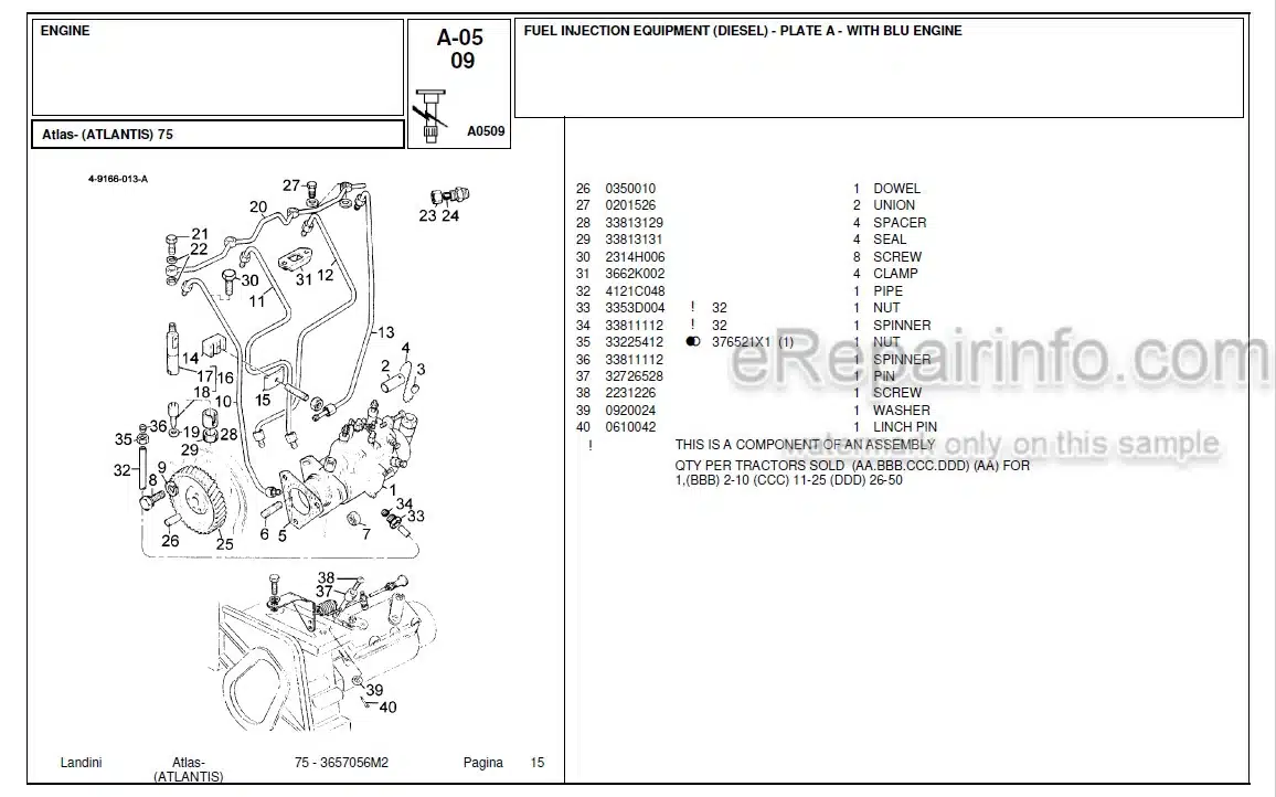Photo 4 - Landini Atlas Atlantis 75 Parts Catalog Tractor 3657065M2