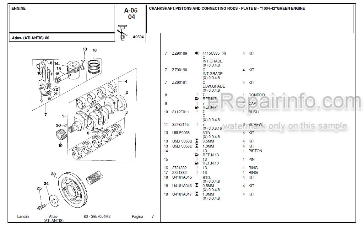 Photo 12 - Landini Atlas Atlantis 80 Parts Catalog Tractor 3657054M2