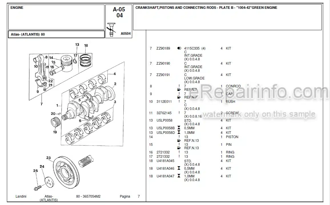 Photo 11 - Landini Atlas Atlantis 80 Parts Catalog Tractor 3657054M2