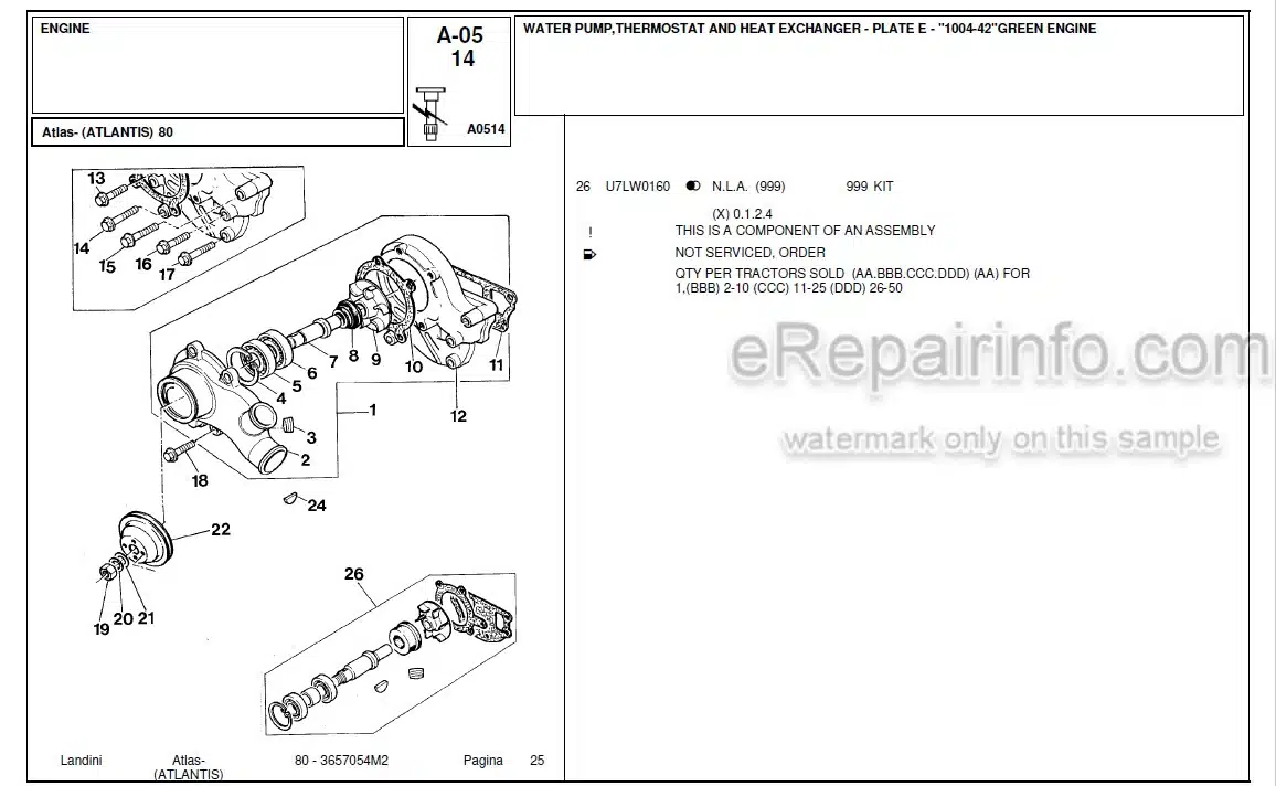 Photo 4 - Landini Atlas Atlantis 80 Parts Catalog Tractor 3657054M2