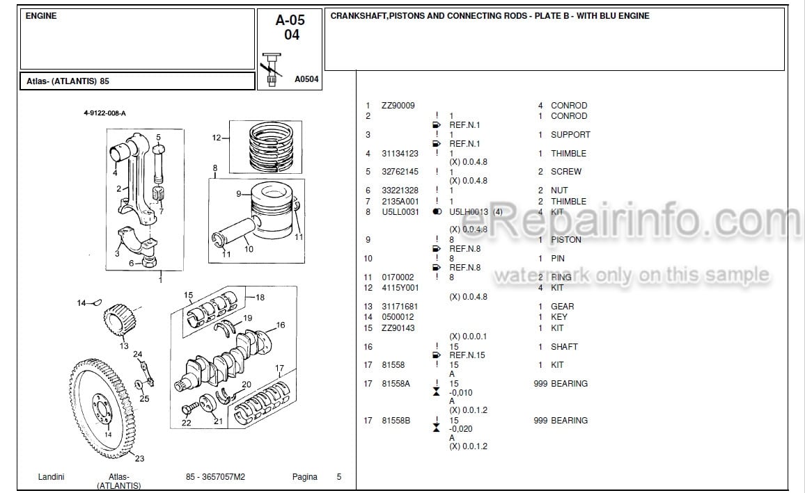 Photo 5 - Landini Atlas Atlantis 90 Parts Catalog Tractor 3657055M2