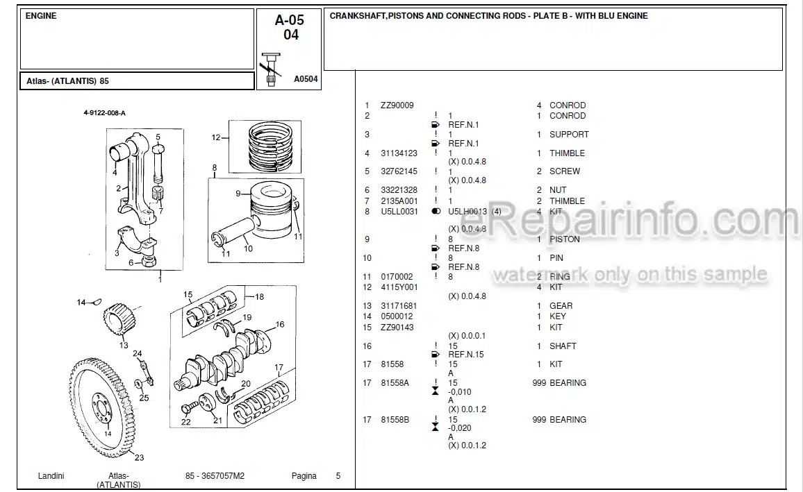 Photo 10 - Landini Atlas Atlantis 85 Parts Catalog Tractor 3657057M2