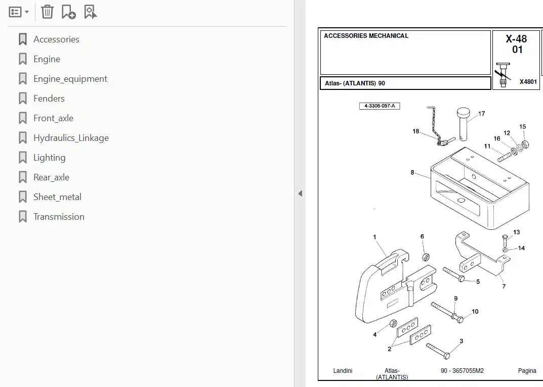 Photo 3 - Landini Atlas Atlantis 90 Parts Catalog Tractor 3657055M2