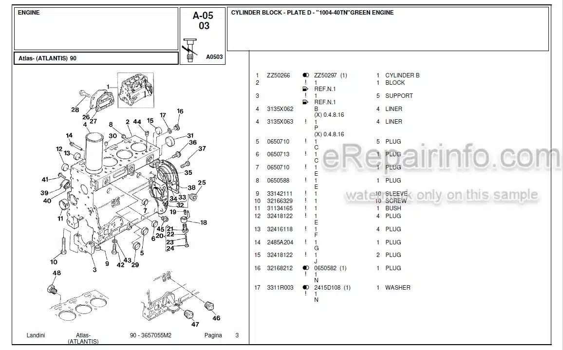 Photo 9 - Landini Atlas Atlantis 90 Parts Catalog Tractor 3657055M2