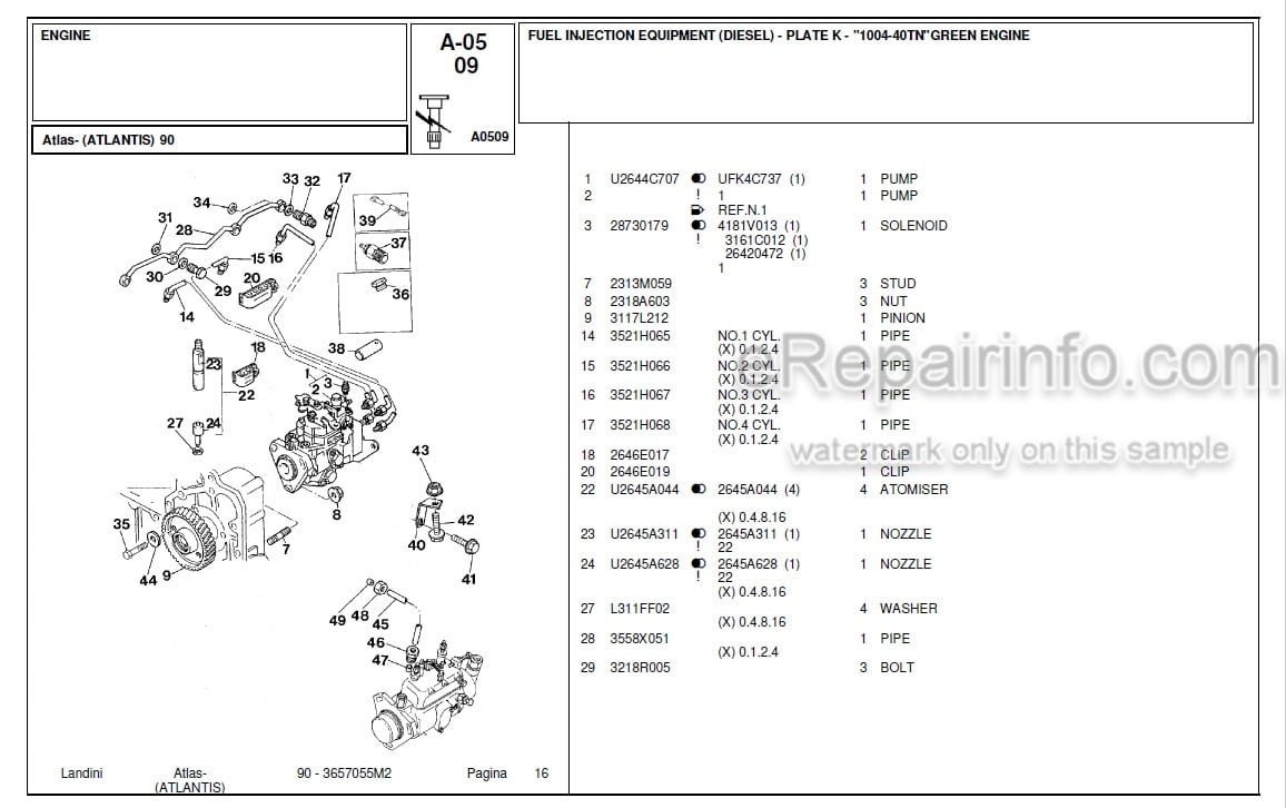 Photo 4 - Landini Atlas Atlantis 90 Parts Catalog Tractor 3657055M2