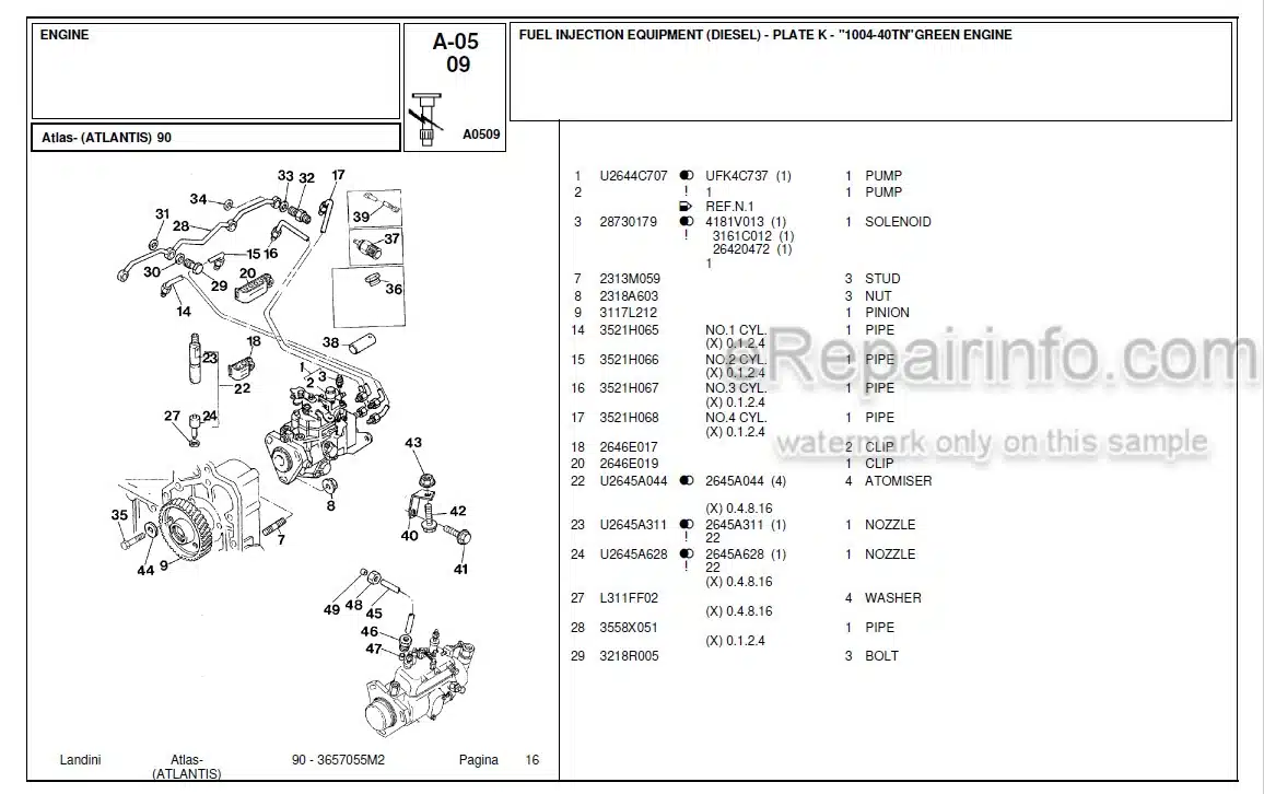 Photo 4 - Landini Atlas Atlantis 90 Parts Catalog Tractor 3657055M2