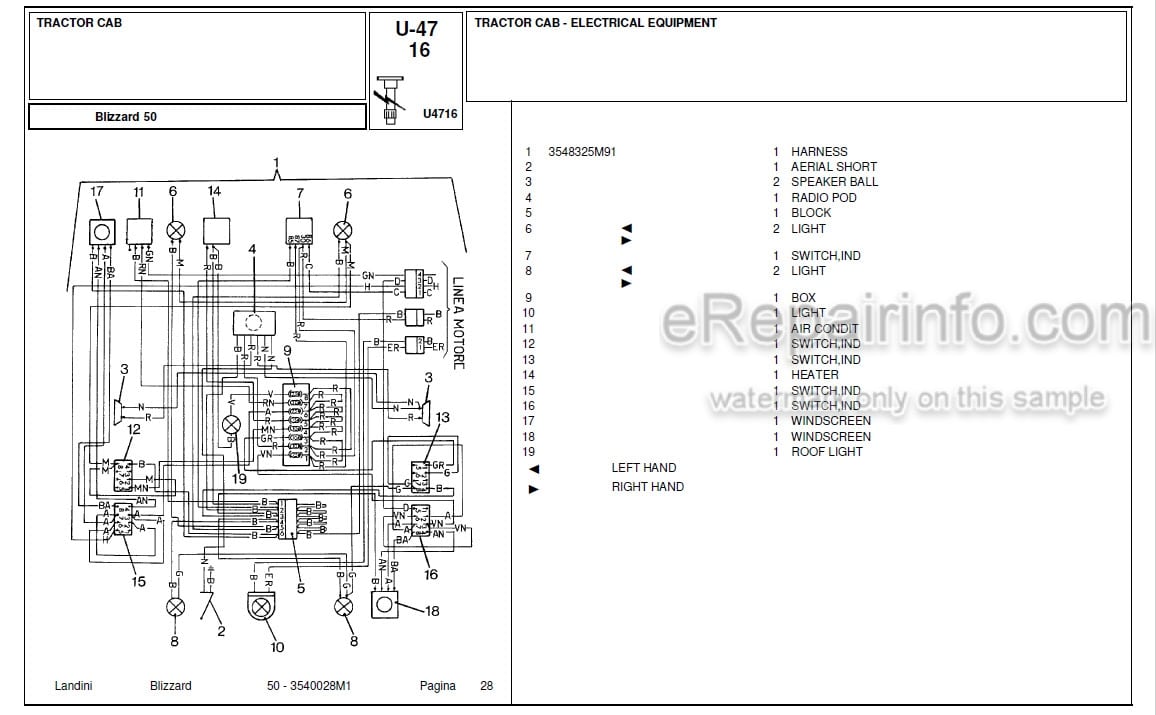 Photo 4 - Landini Blizzard 50 Parts Catalog Tractor 3540028M1