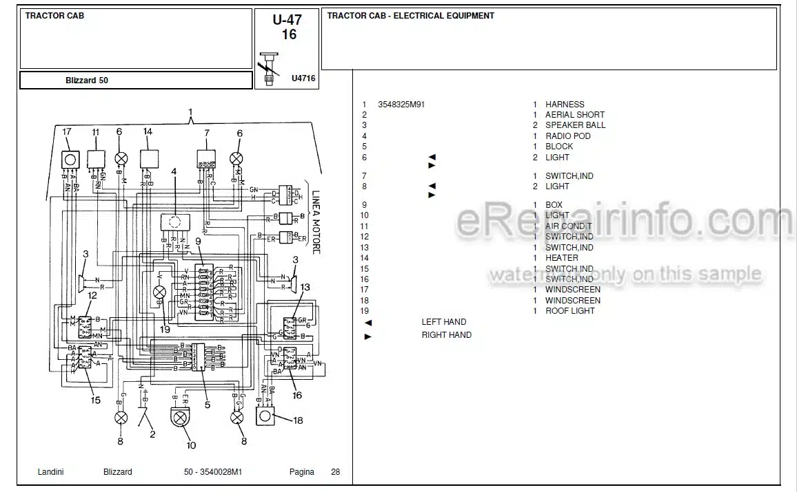Photo 4 - Landini Blizzard 50 Parts Catalog Tractor 3540028M1