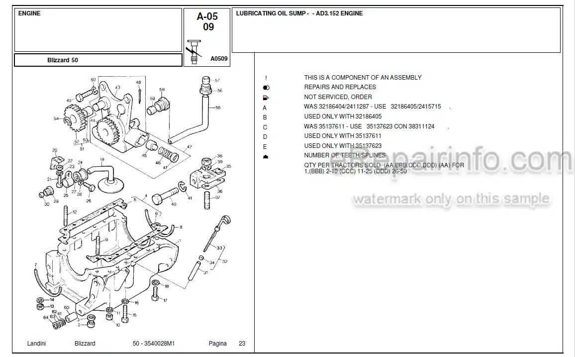 Photo 7 - Landini Blizzard 50 Parts Catalog Tractor 3540028M1