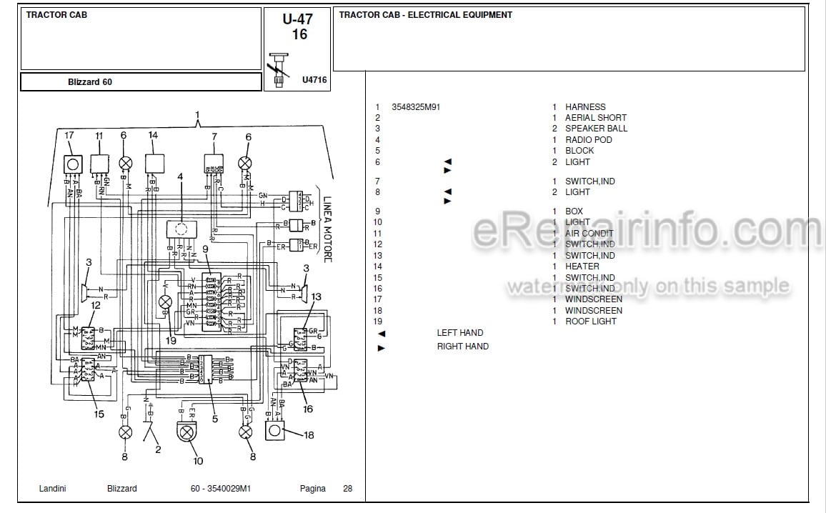 Photo 3 - Landini Blizzard 60 Parts Catalog Tractor 3540029M1