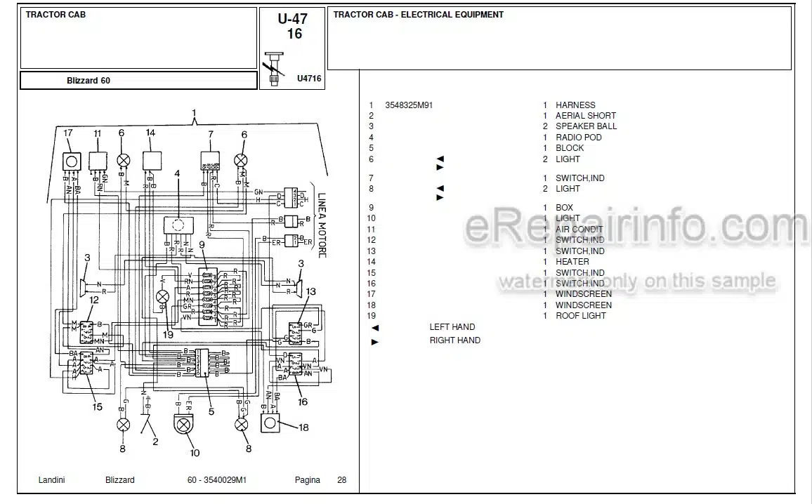 Photo 3 - Landini Blizzard 60 Parts Catalog Tractor 3540029M1