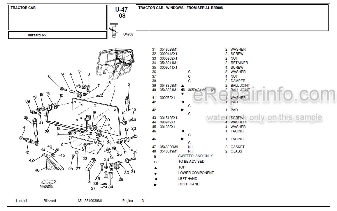 Photo 4 - Landini Blizzard 65 Parts Catalog Tractor 3540030M1
