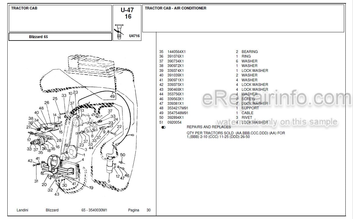 Photo 3 - Landini Blizzard 65 Parts Catalog Tractor 3540030M1