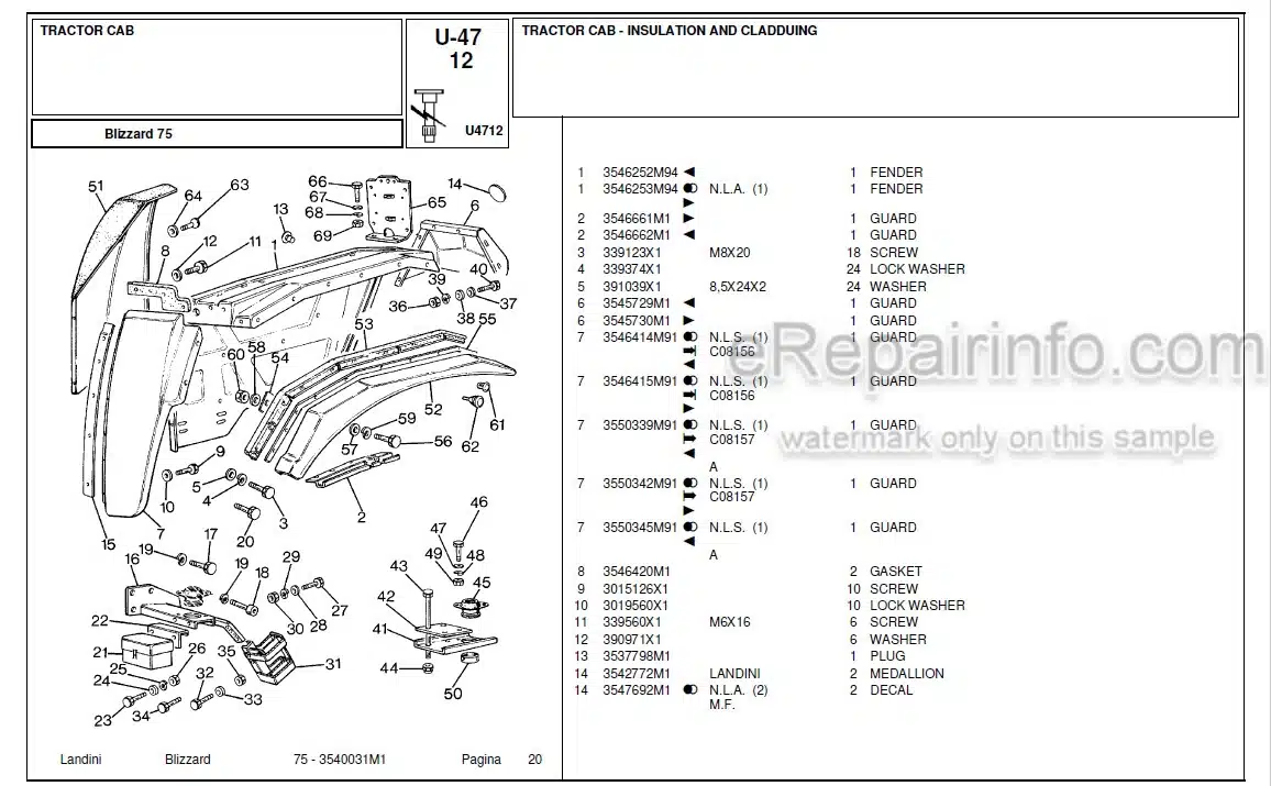 Photo 13 - Landini Blizzard 75 Parts Catalog Tractor 3540031M1