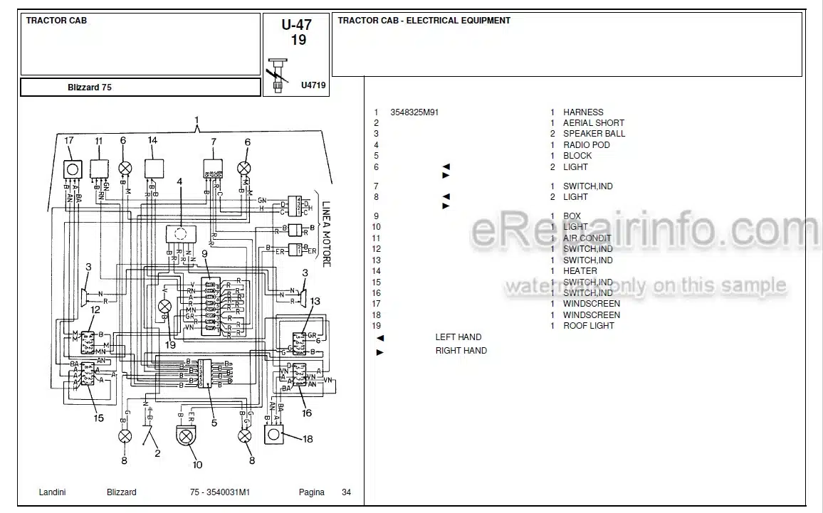 Photo 4 - Landini Blizzard 75 Parts Catalog Tractor 3540031M1