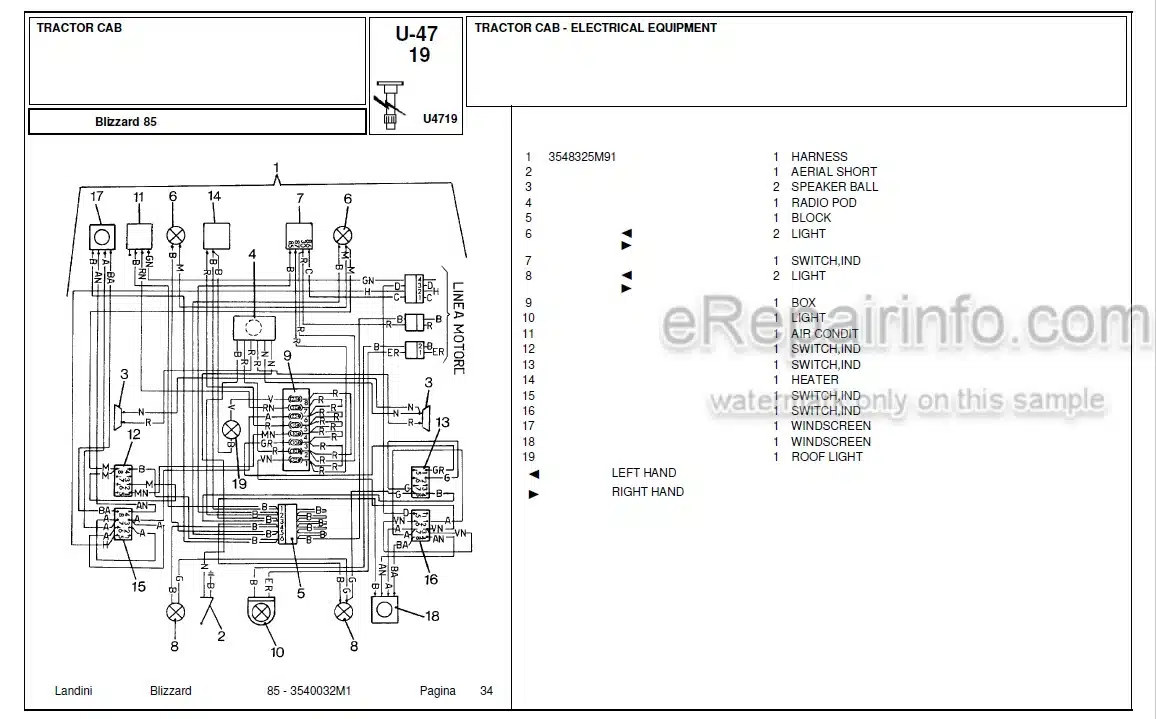 Photo 3 - Landini Blizzard 85 Parts Catalog Tractor 3540032M1