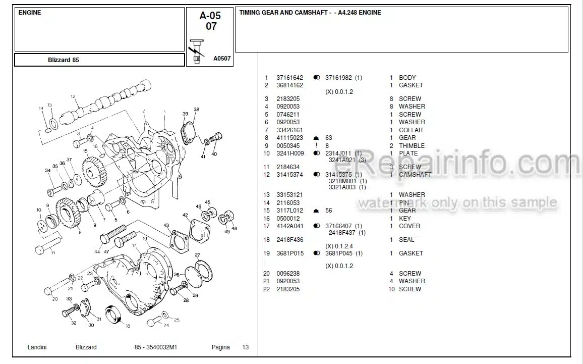 Photo 13 - Landini Blizzard 85 Parts Catalog Tractor 3540032M1