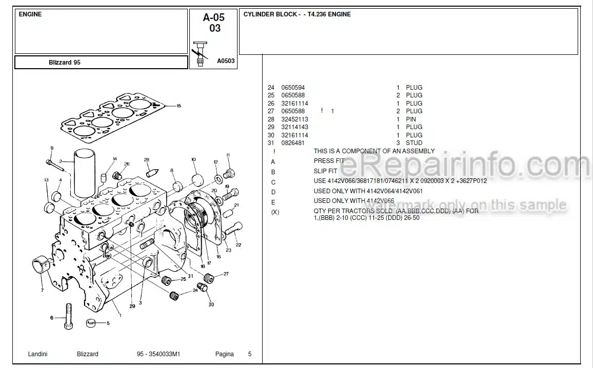 Photo 12 - Landini Blizzard 95 Parts Catalog Tractor 3540033M1