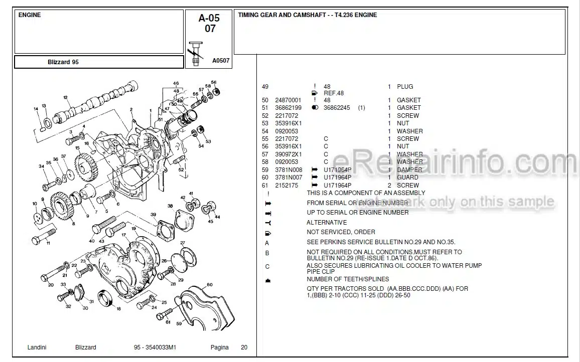 Photo 4 - Landini Blizzard 95 Parts Catalog Tractor 3540033M1