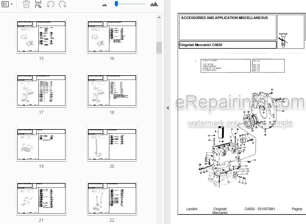 Photo 3 - Landini C4830 Parts Catalog Crawler Tractor 3310576M1