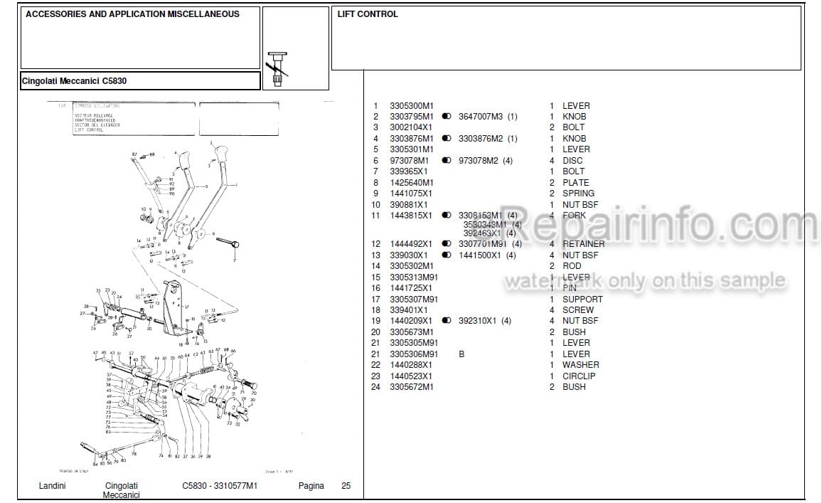 Photo 3 - Landini C5830 Parts Catalog Crawler Tractor 3310577M1