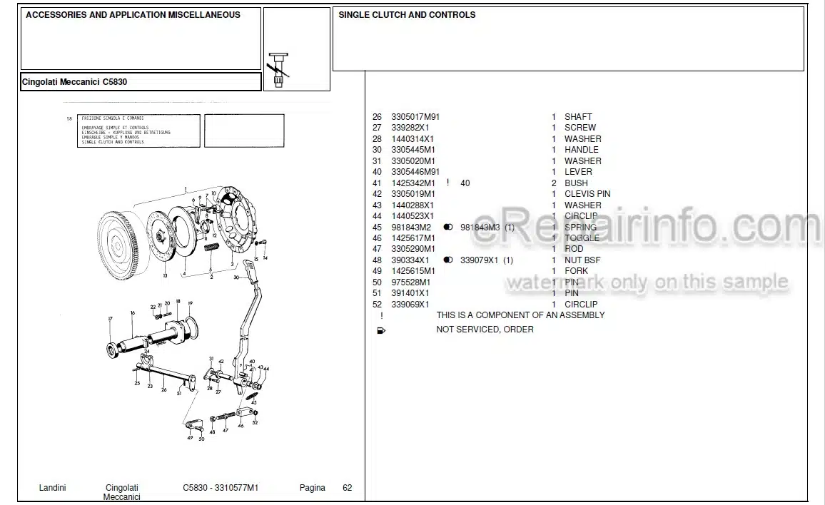 Photo 3 - Landini C5830 Parts Catalog Crawler Tractor 3310577M1