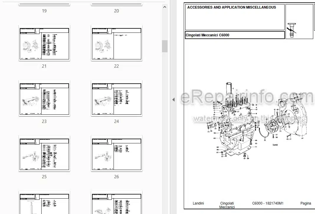 Photo 3 - Landini C6000 Parts Catalog Crawler Tractor 1821740M1