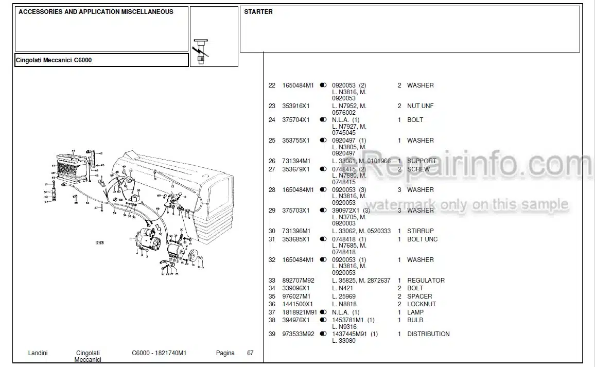 Photo 4 - Landini C6000 Parts Catalog Crawler Tractor 1821740M1