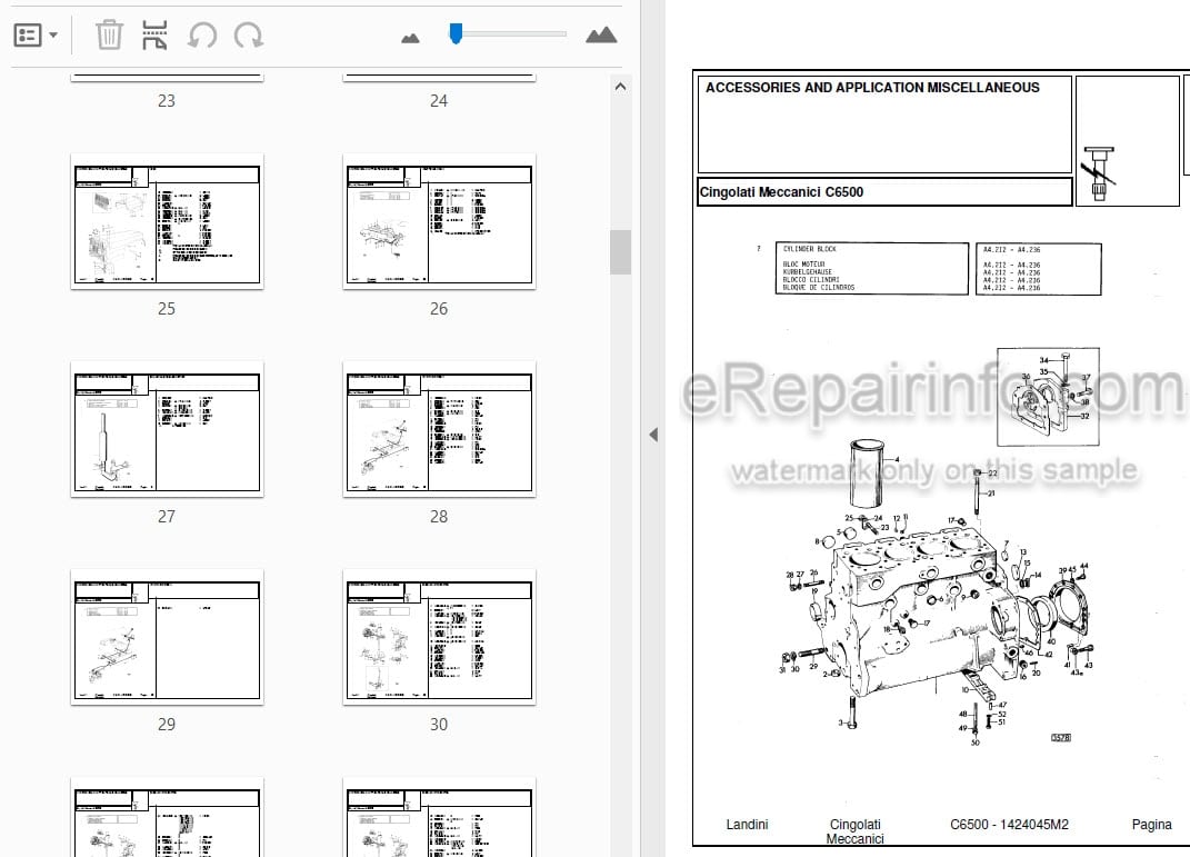 Photo 4 - Landini C6500 Parts Catalog Crawler Tractor 1424045M2
