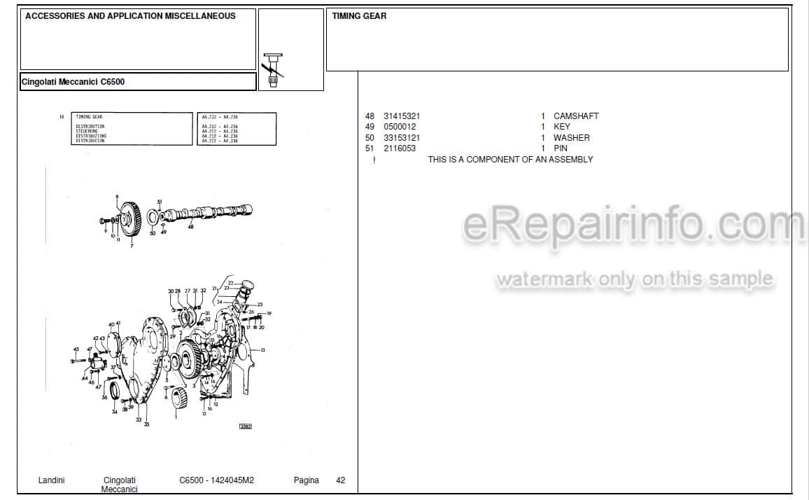 Photo 3 - Landini C6500 Parts Catalog Crawler Tractor 1424045M2