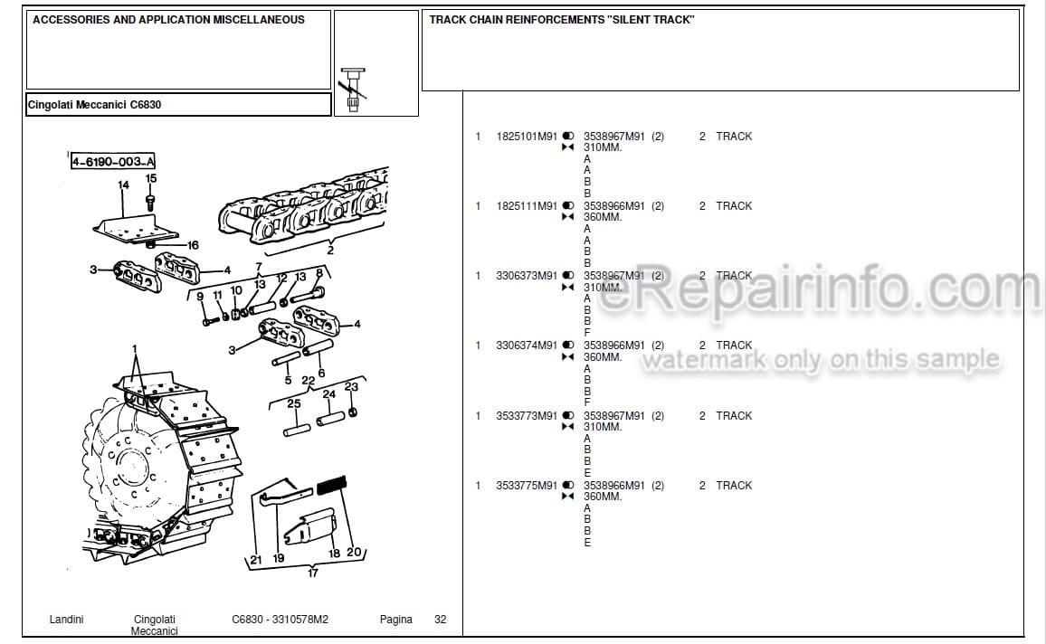 Photo 6 - Landini C6500 Parts Catalog Crawler Tractor 1424045M2