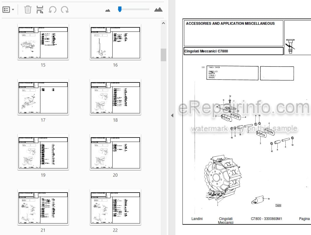 Photo 3 - Landini C7800 Parts Catalog Crawler Tractor 3300869M1