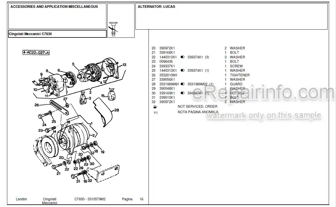 Photo 10 - Landini C7830 Parts Catalog Crawler Tractor 3310579M2