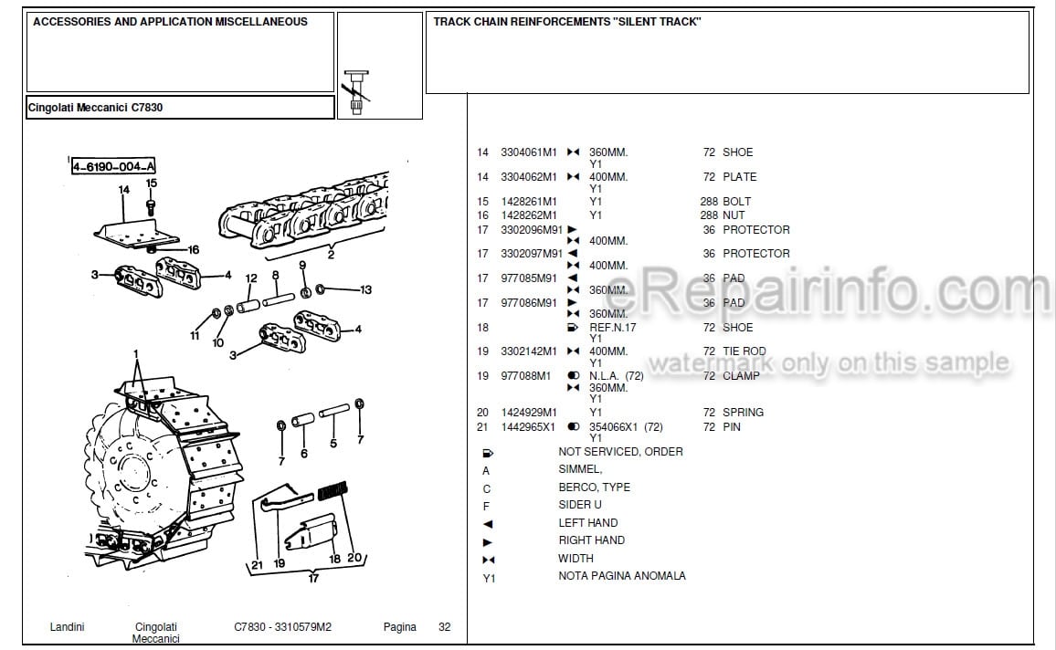 Photo 4 - Landini C7830 Parts Catalog Crawler Tractor 3310579M2