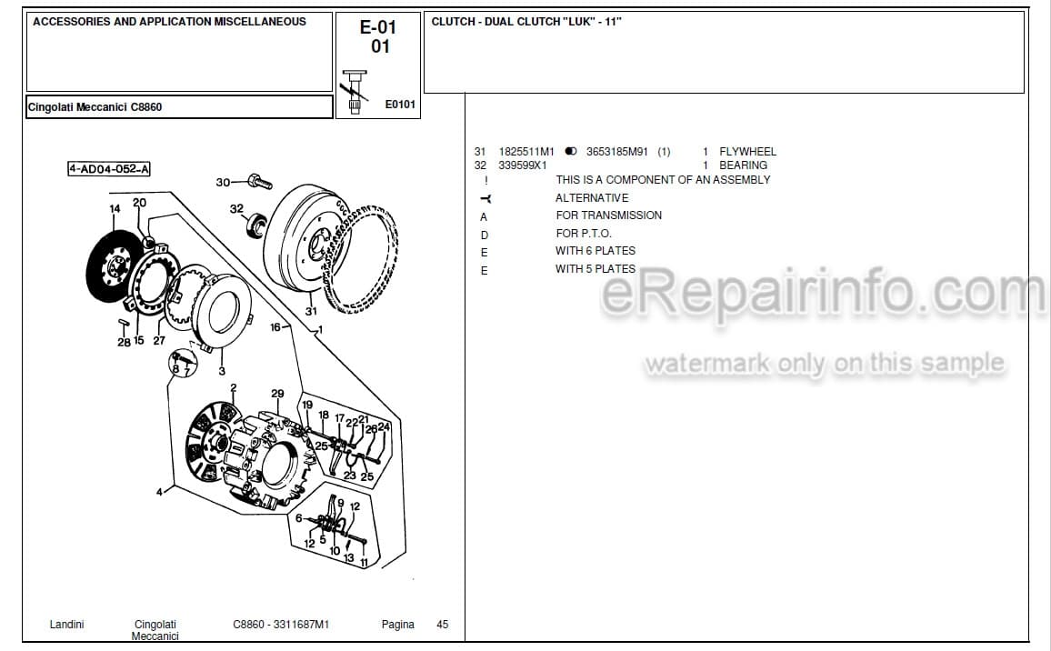 Photo 4 - Landini C8860 Parts Catalog Crawler Tractor 3311687M1