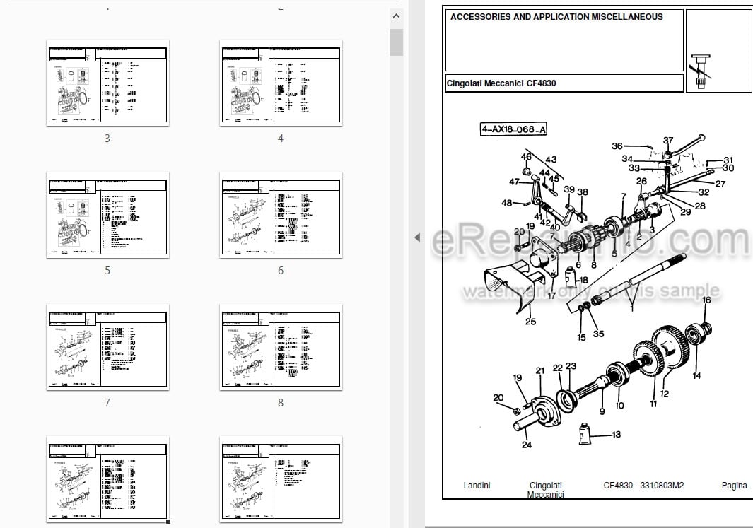 Photo 3 - Landini CF4830 Parts Catalog Crawler Tractor 3310803M2