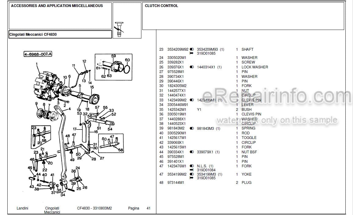 Photo 4 - Landini CF4830 Parts Catalog Crawler Tractor 3310803M2