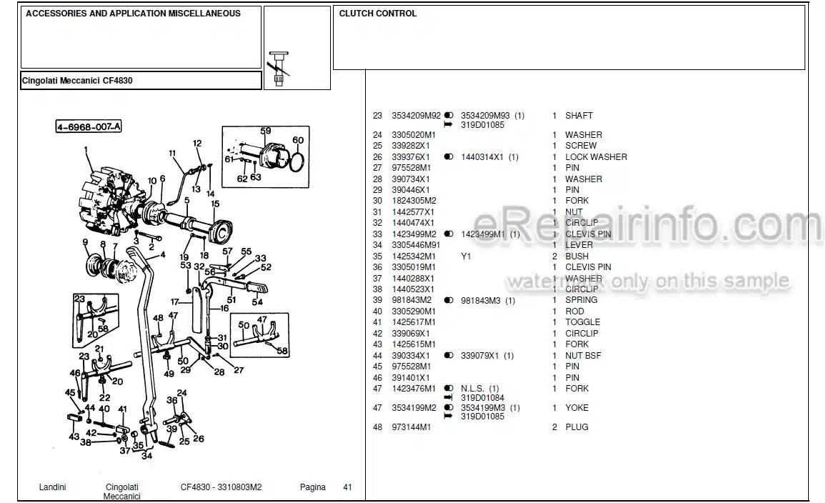 Photo 4 - Landini CF4830 Parts Catalog Crawler Tractor 3310803M2