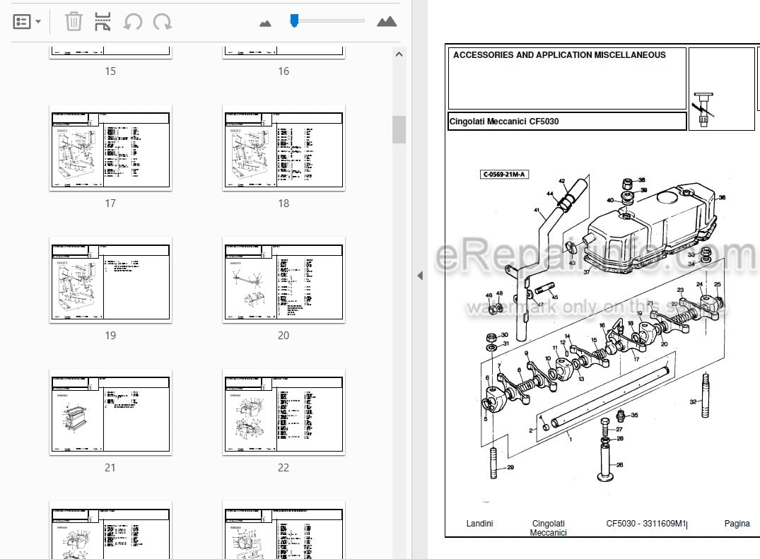 Photo 4 - Landini CF5030 Parts Catalog Crawler Tractor 3311609M1