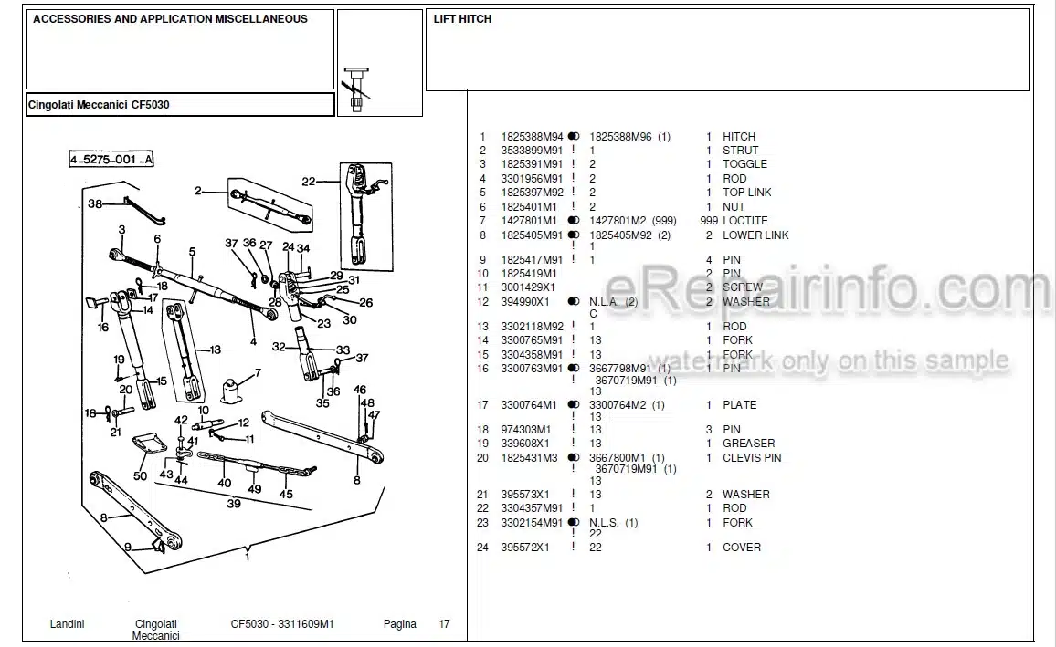 Photo 5 - Landini CF5830 Parts Catalog Crawler Tractor 3310802M2