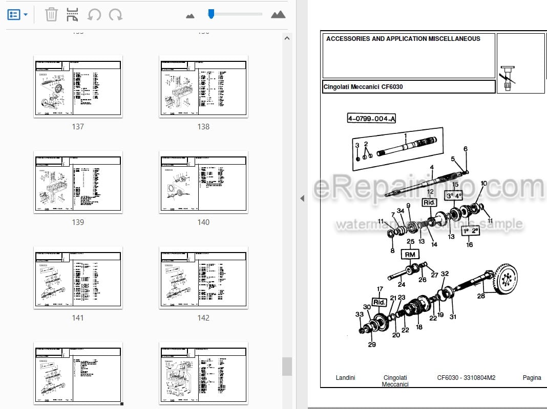 Photo 4 - Landini CF6030 Parts Catalog Crawler Tractor 3310804M2