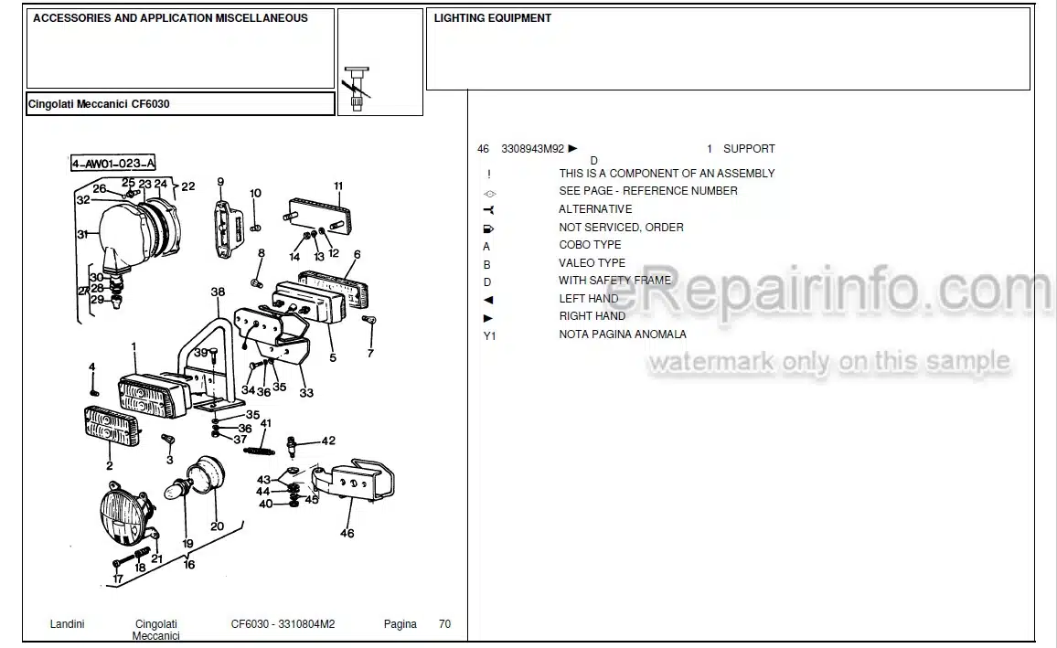 Photo 6 - Landini CF5830 Parts Catalog Crawler Tractor 3310802M2