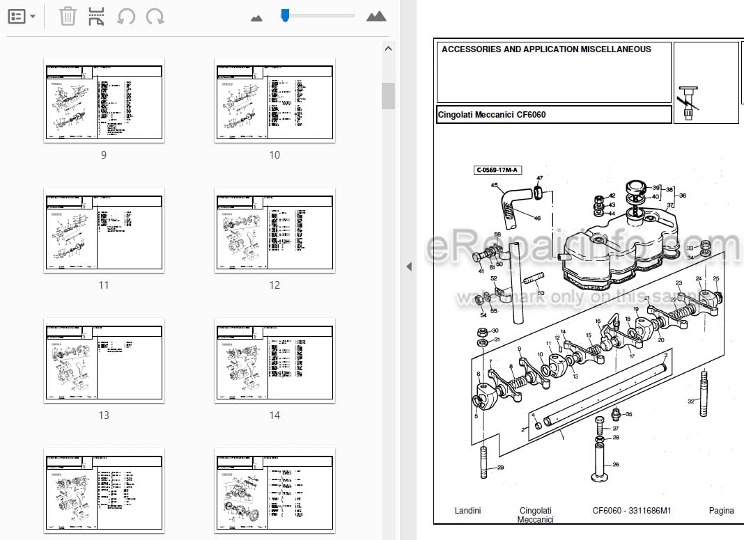 Photo 3 - Landini CF6060 Parts Catalog Crawler Tractor 3311686M1