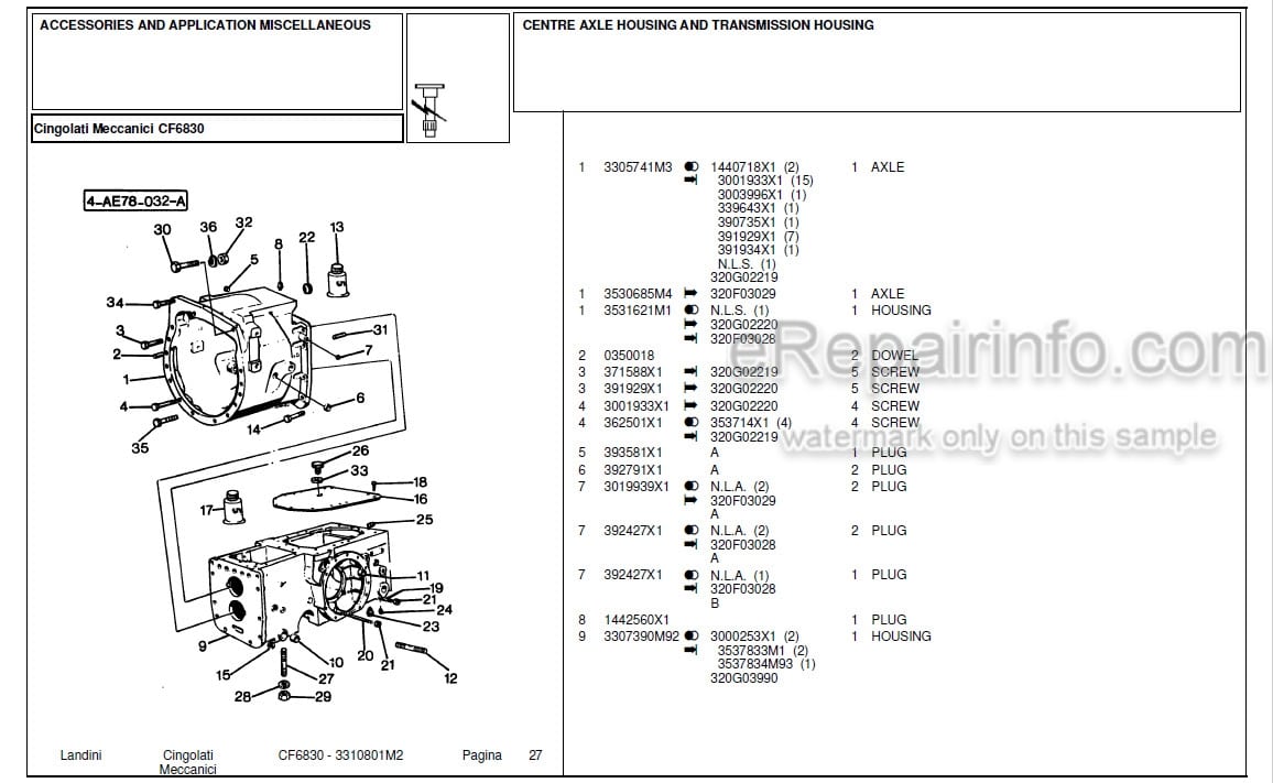 Photo 5 - Landini Frutteti 4530V Parts Catalog Tractor 3310907M1