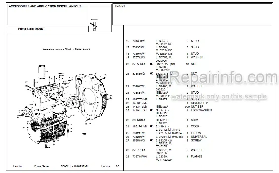 Photo 4 - Landini First Series 5000DT Parts Catalog Tractor 1818737M1