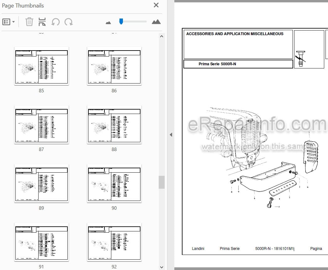 Photo 3 - Landini First Series 5000RN Parts Catalog Tractor 1916101M1