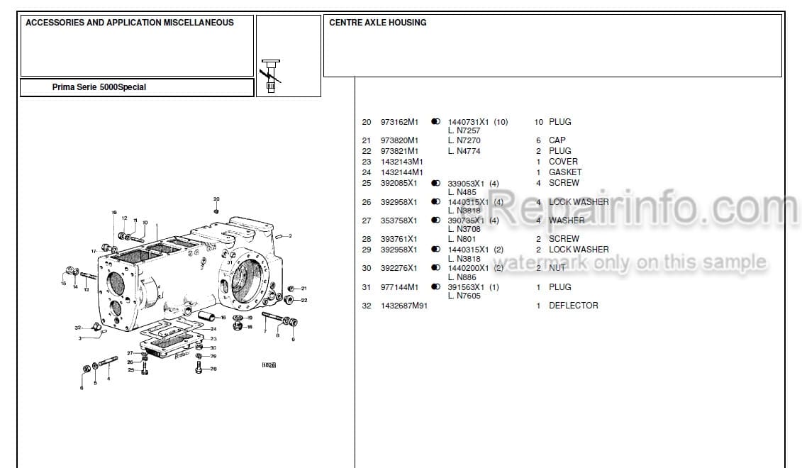 Photo 1 - Landini First Series 5000 Special Parts Catalog Tractor 1818736M1