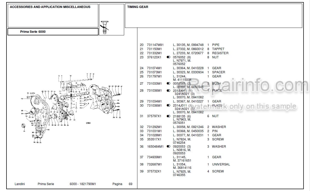 Photo 13 - Landini First Series 6000 Parts Catalog Tractor 1821790M1