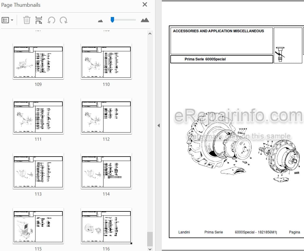 Photo 3 - Landini First Series 6000 Special Parts Catalog Tractor 1821856M1